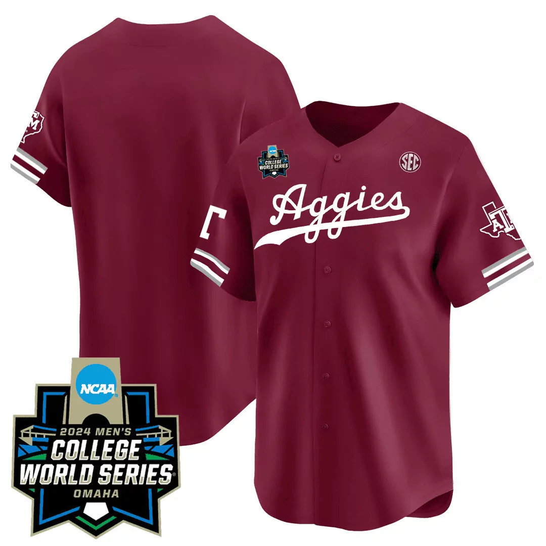 ryan targac white alternate mens texas am aggies 2024 college world series patch vapor premier limited jersey all stitch