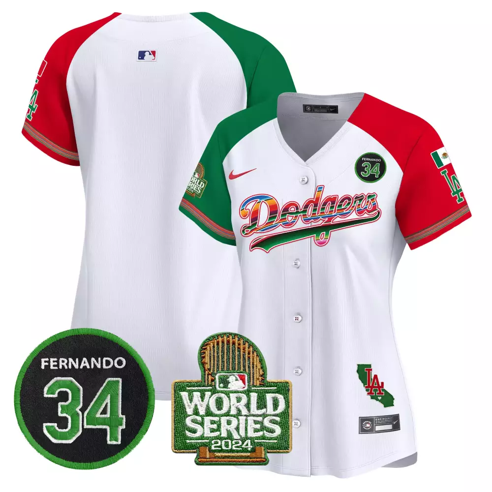 Los Angeles Dodgers 2024 Women's Alternate Mexico Fernando Memorial World Series Patch Vapor Premier Limited Jersey | All Stitched | For Women & Youth