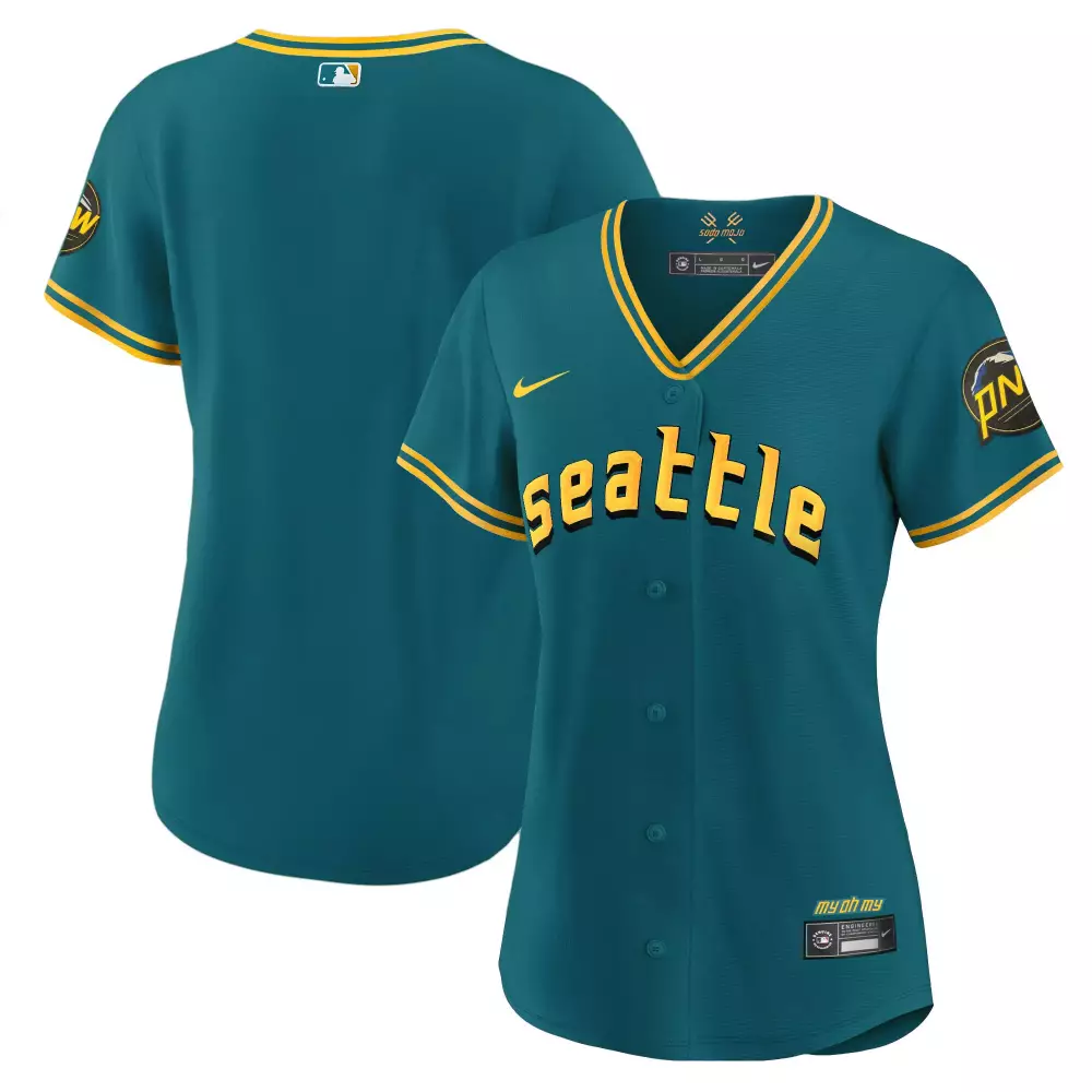 team aqua womens seattle mariners 2023 city connect fan made jersey all stitched