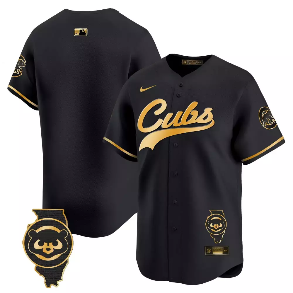 Team Black Gold Cubs 2024 Spring Training Patch Limited Edition Jersey V2 | Stitched Vapor Premier Fan Gear | For Men, Women & Youth