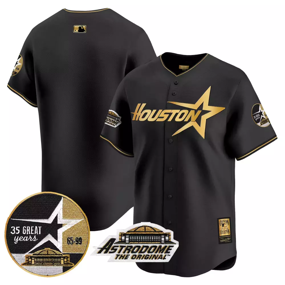 team black gold mens houston astros 1999 throwback 35th astrodome patch vapor premier limited jersey v2 all stitched