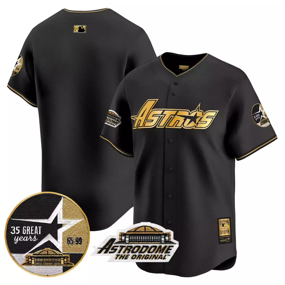 team black gold mens houston astros 1999 throwback 35th astrodome patch vapor premier limited jersey v2 all stitched