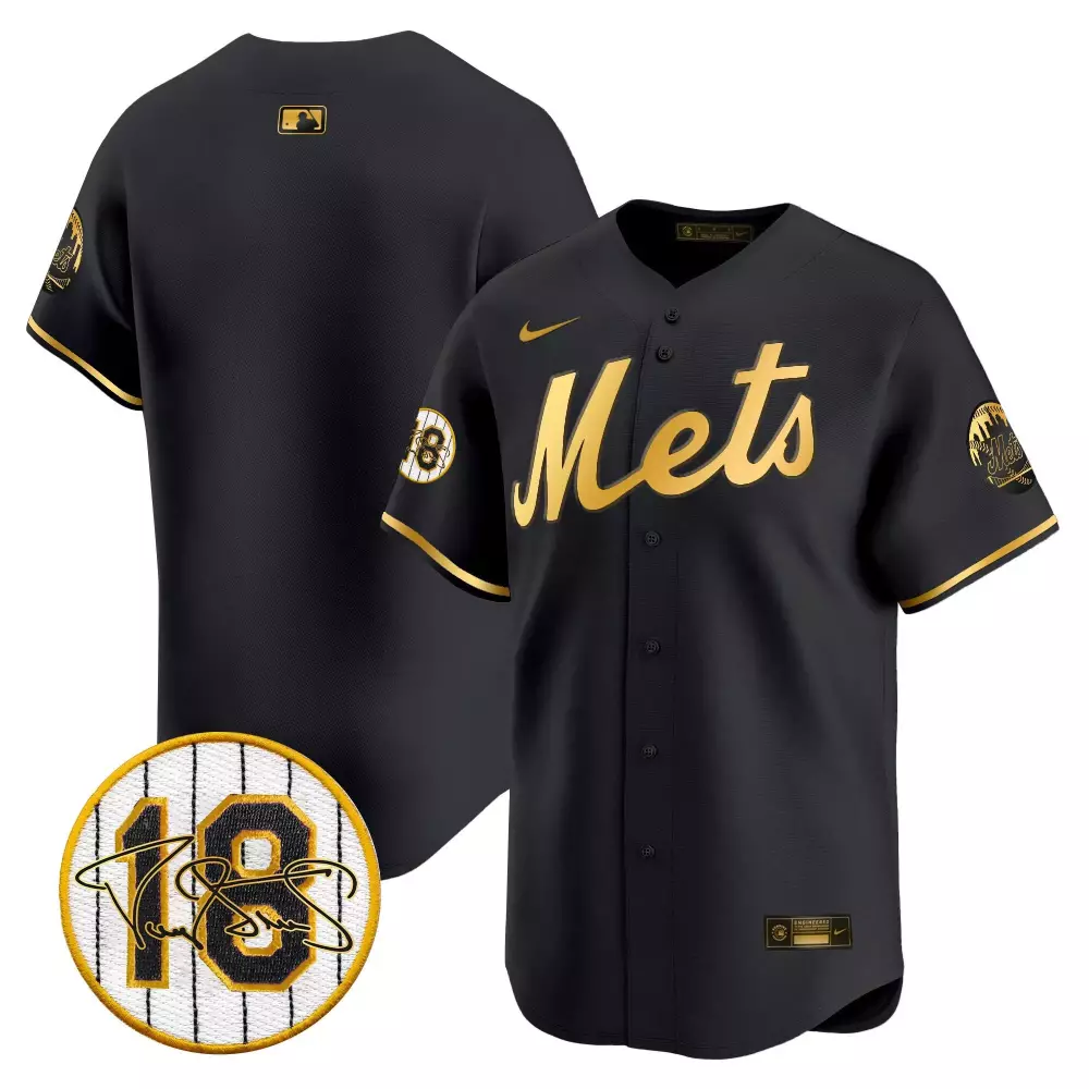 team black gold mens new york mets 2024 spring training vapor premier limited jersey all stitched