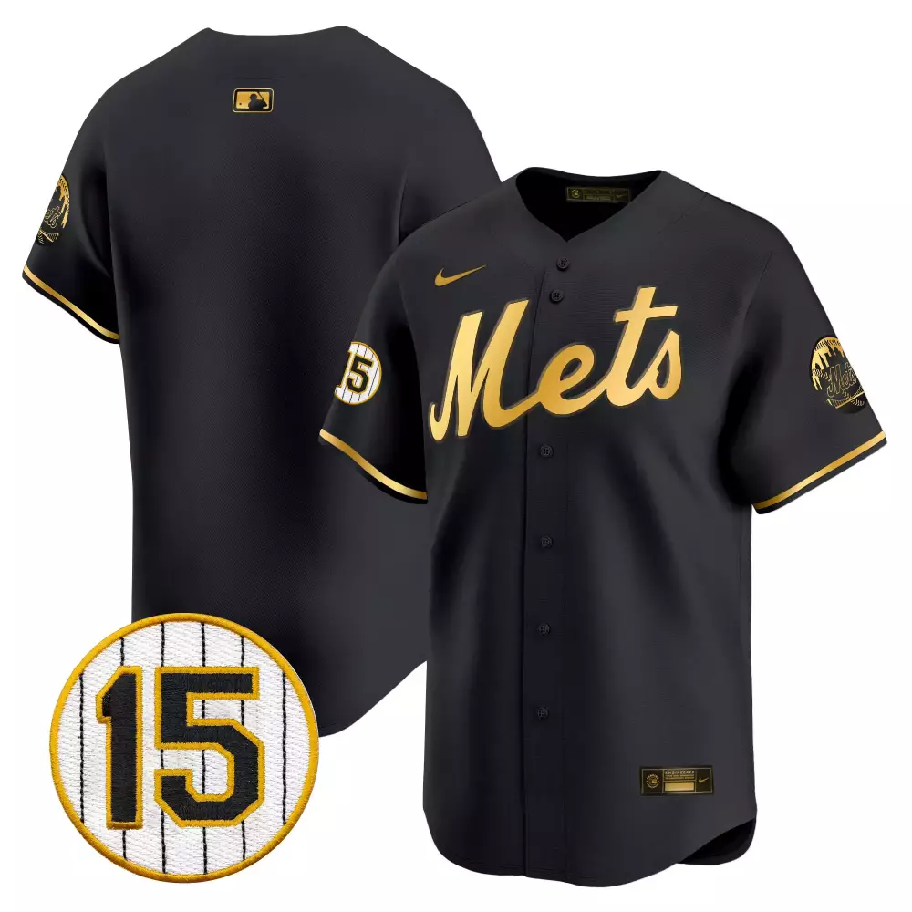 team black gold mens new york mets 2024 spring training vapor premier limited jersey all stitched