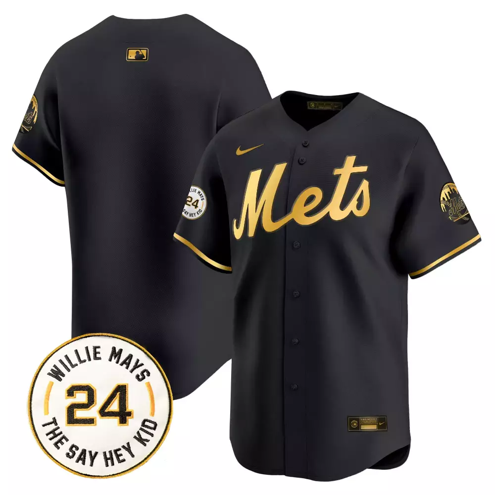 team black gold mens new york mets 2024 spring training vapor premier limited jersey all stitched