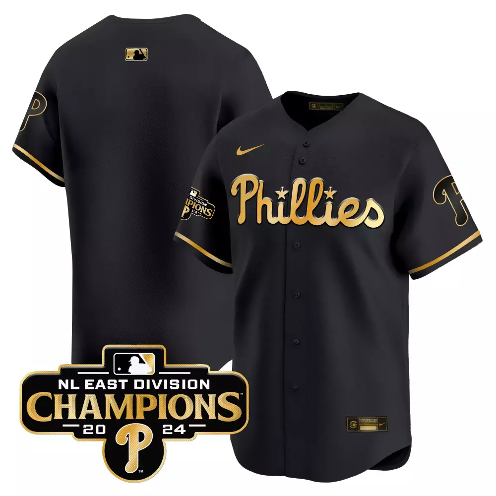Team Black Gold Men's Philadelphia Phillies 2024 NL East Division Champions Jersey | Vapor Premier Limited Edition | Fan Gear for Game Day | For Men, Women & Youth