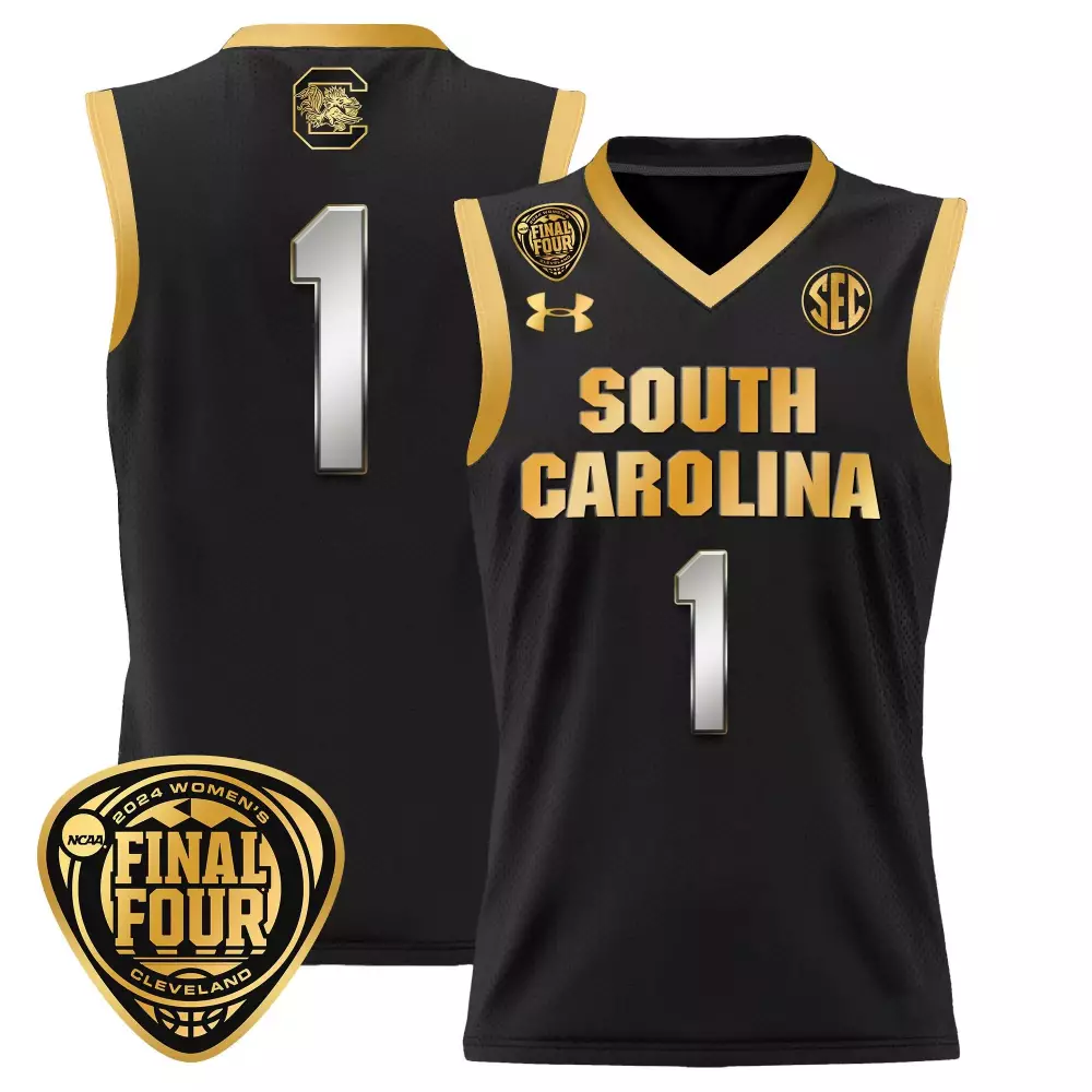 team black gold mens size south carolina gamecocks 2024 final four basketball jersey v2 women patch all stitched