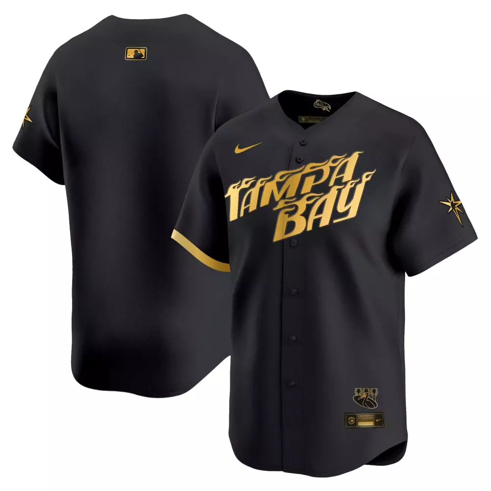 team black gold mens tampa bay rays 2024 city connect vapor premier limited jersey charcoal all stitched