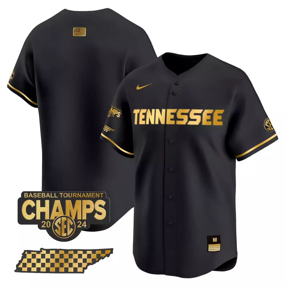 team black gold mens tennessee volunteers 2024 tournament champions vapor premier limited jersey v2 all stitched