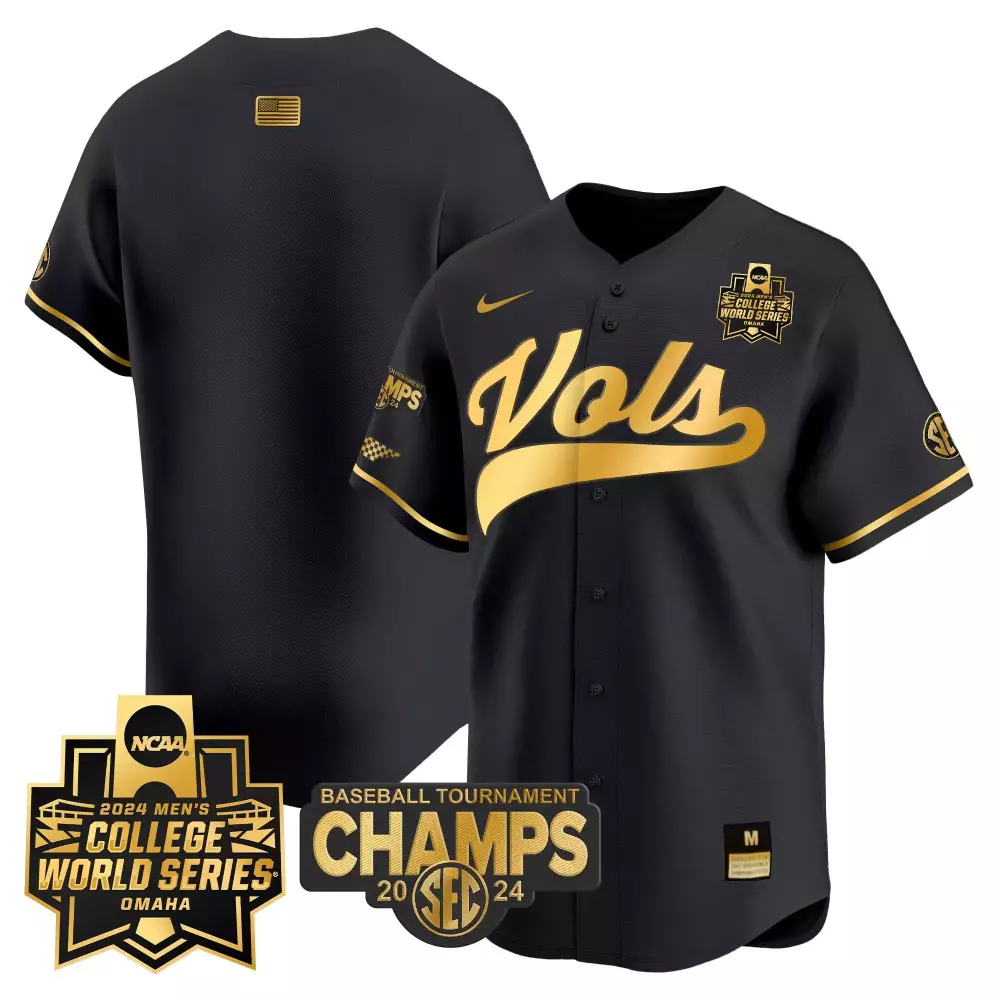 team black gold mens tennessee volunteers 2024 tournament champions vapor premier limited jersey v2 all stitched
