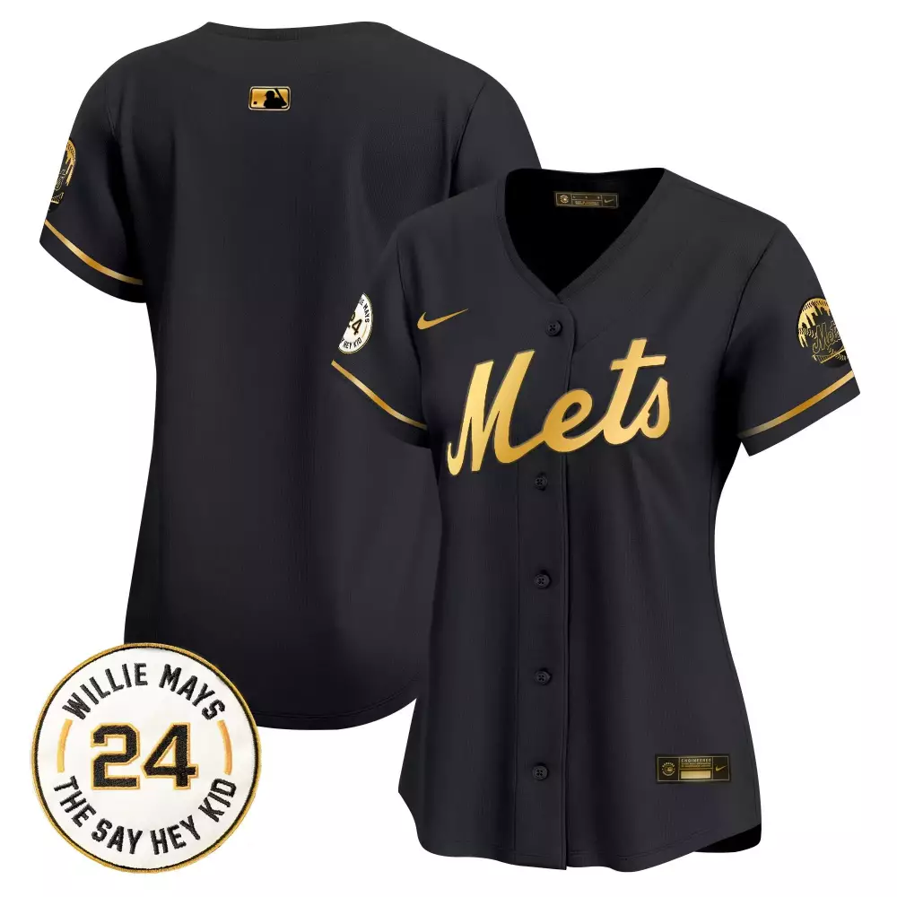 team black gold womens new york mets 2024 jackie robinson patch vapor premier limited jersey all stitched