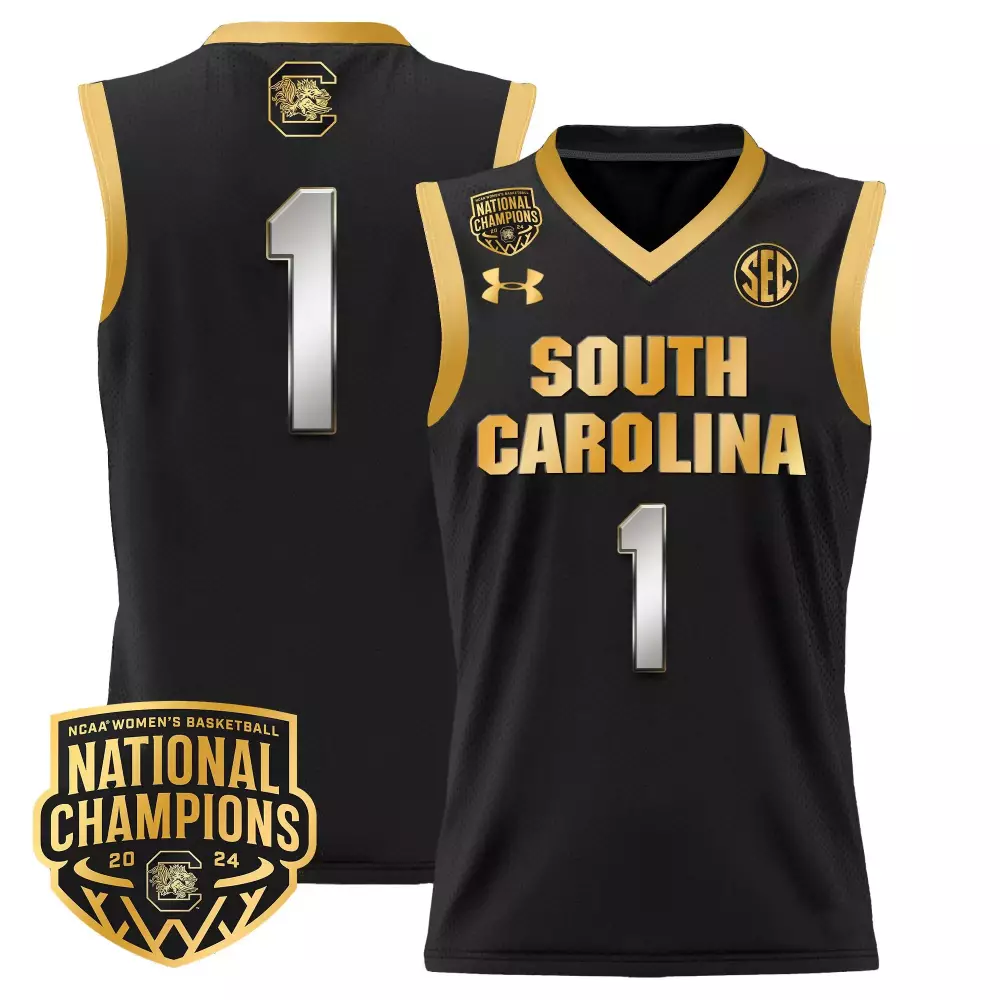 team black gold womens size south carolina gamecocks 2024 final four basketball jersey v2 women patch all stitched