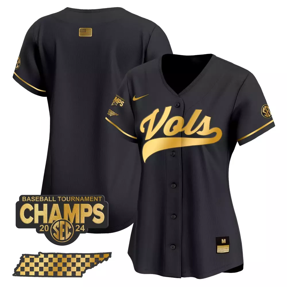 team black gold womens tennessee volunteers 2024 college world series vapor premier limited jersey all stitched