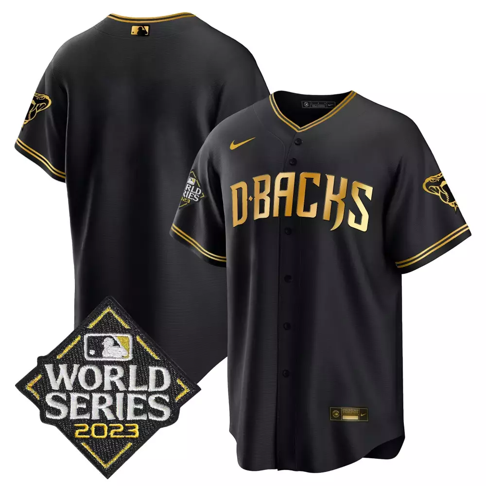 team black limited mens arizona diamondbacks 2023 world series cool base gold jersey all stitched