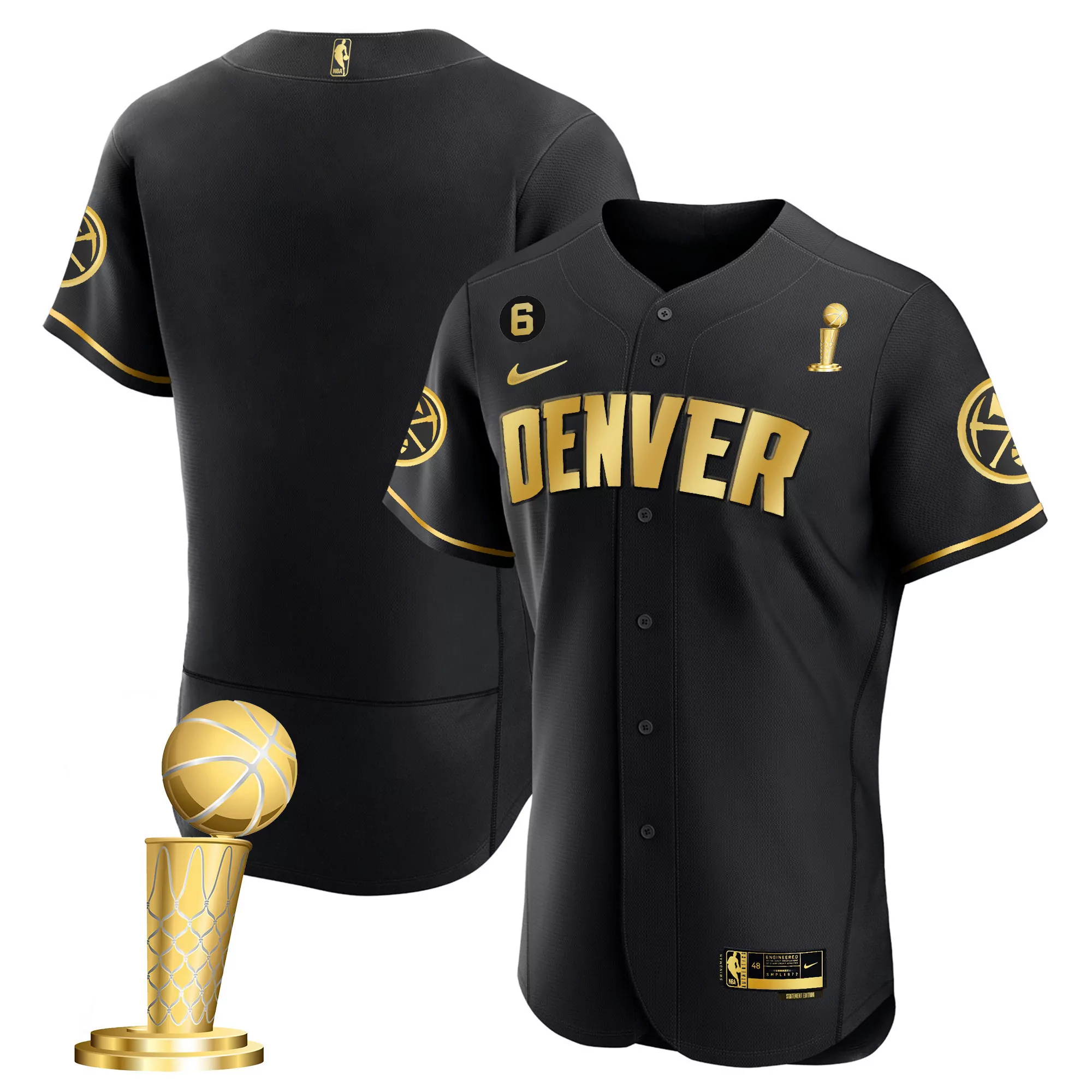 team black limited mens denver nuggets 2023 champions flex base jersey all stitched