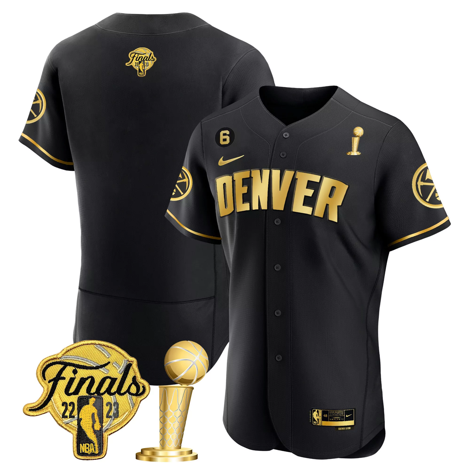 team black limited youths denver nuggets 2023 champions flex base jersey all stitched