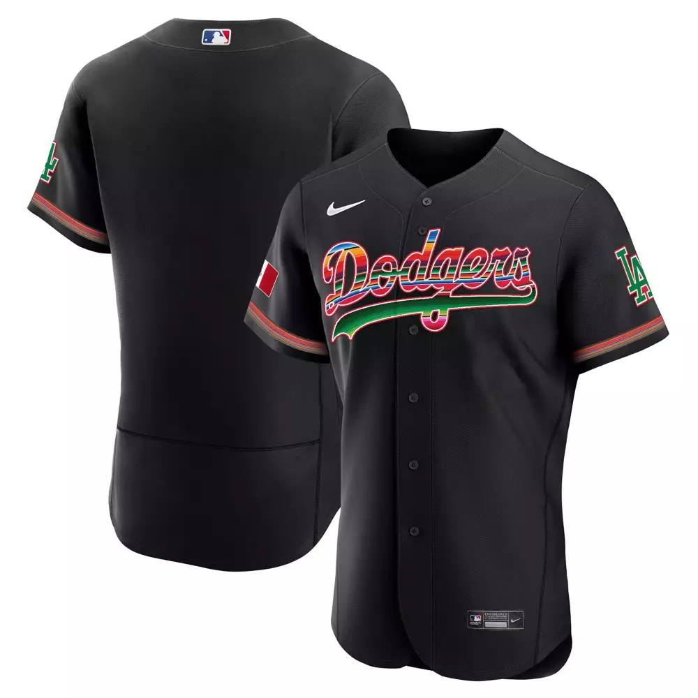 Los Angeles Dodgers Mexico Black Flex Base Limited Jersey | Stitched Fan Gear | For Men, Women & Youth
