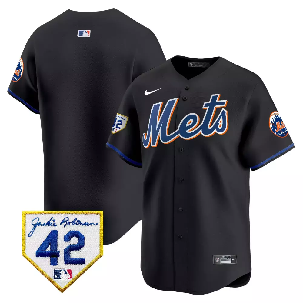 team black gold womens new york mets 2024 jackie robinson patch vapor premier limited jersey all stitched