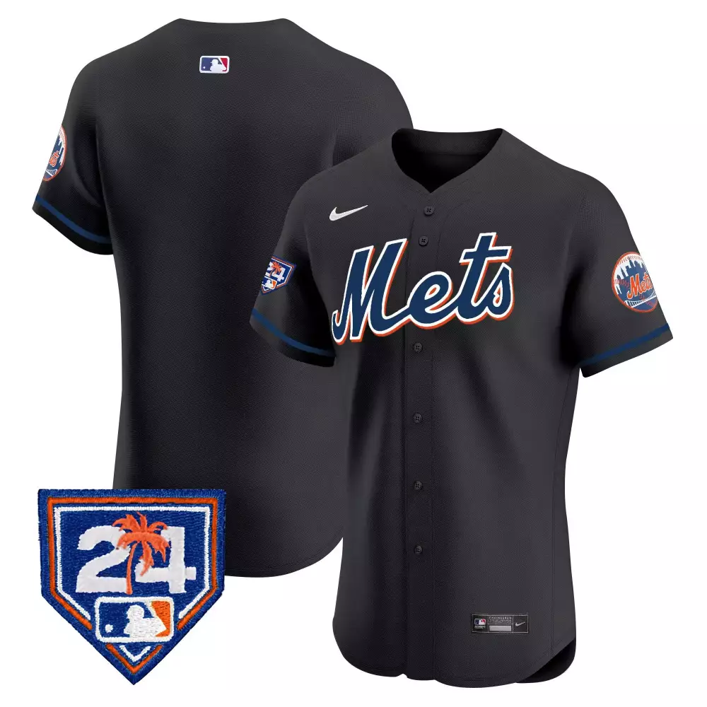team black mens new york mets 2024 spring training vapor premier elite jersey v2 all stitched