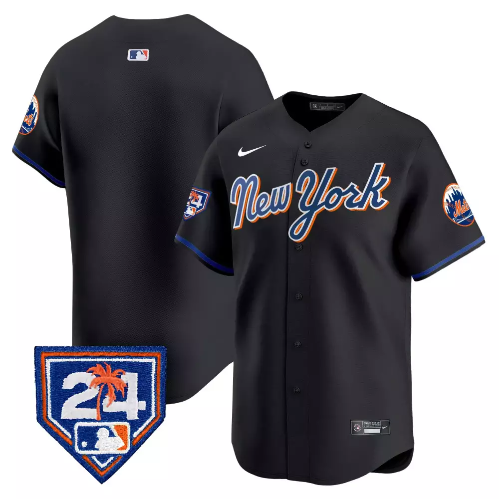 team black mens new york mets 2024 spring training vapor premier elite jersey v2 all stitched