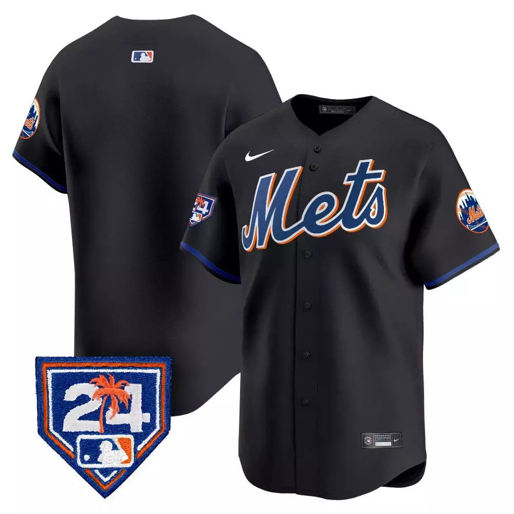 team black mens new york mets 2024 spring training vapor premier elite jersey v2 all stitched
