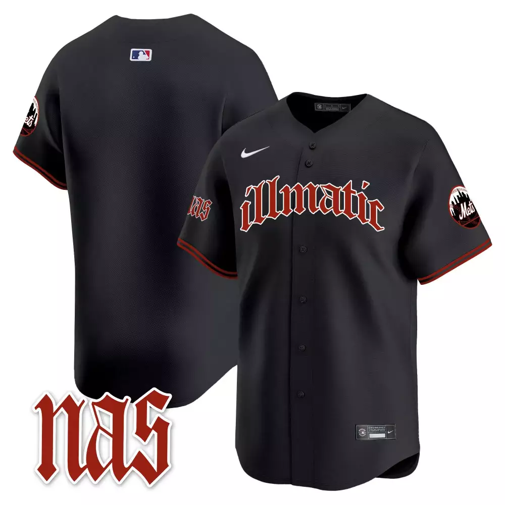 team black mens new york mets nas illmatic vapor premier limited jersey all stitched