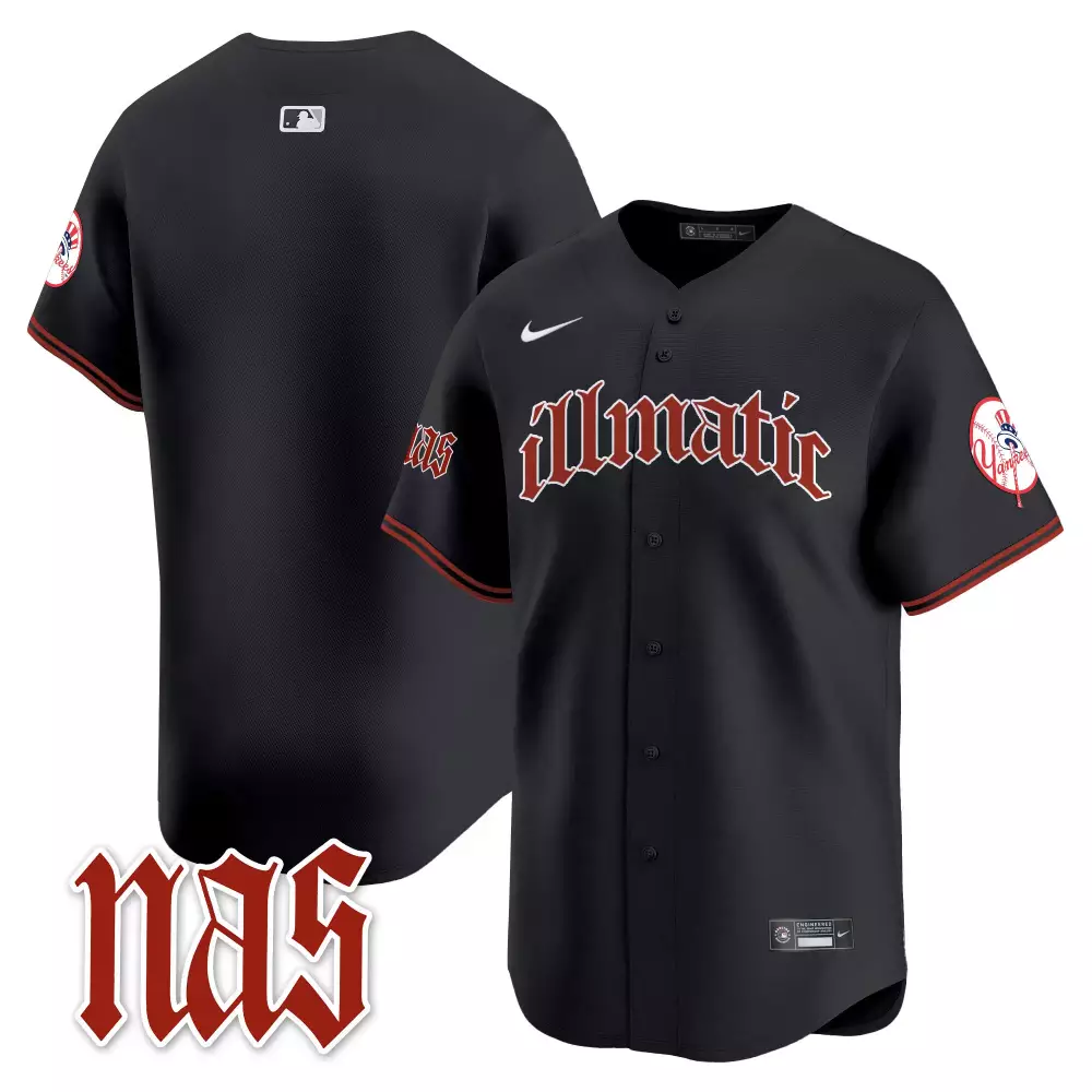 team black mens new york yankees nas illmatic vapor premier limited jersey all stitched
