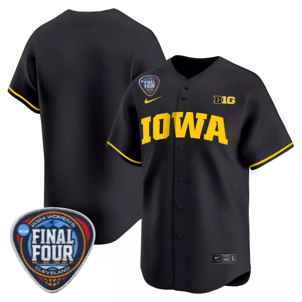 team black mens size iowa hawkeyes 2024 final four baseball jersey women patch all stitched