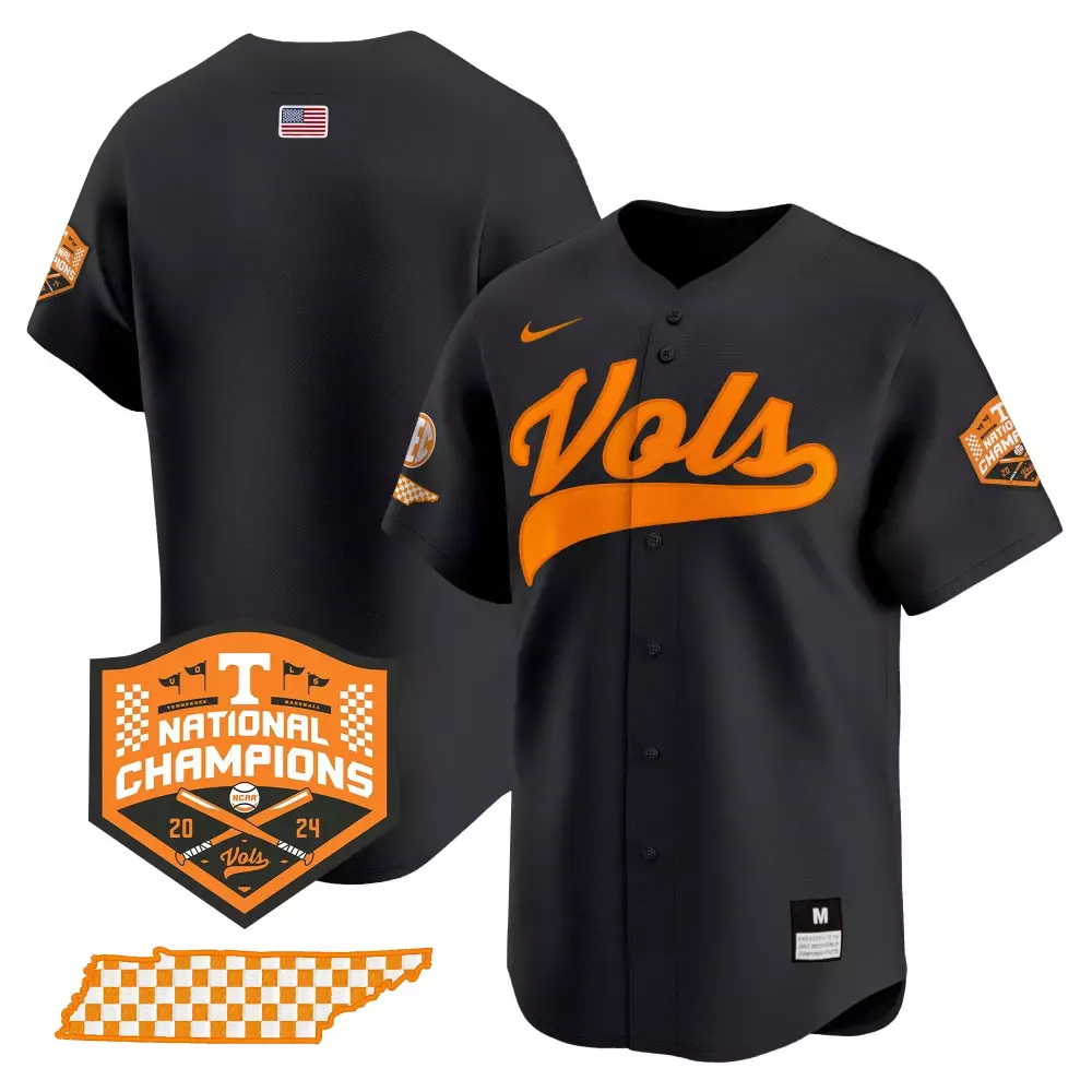 team black mens tennessee volunteers 2024 champions vapor premier limited jersey all stitched