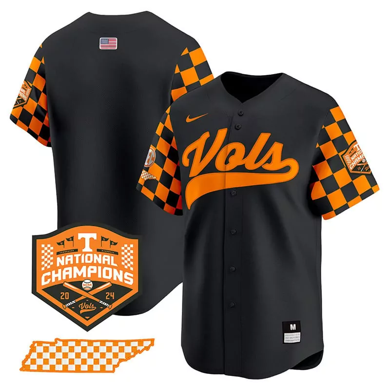 team black mens tennessee volunteers 2024 tournament champs world series vapor premier limited jersey all stitched