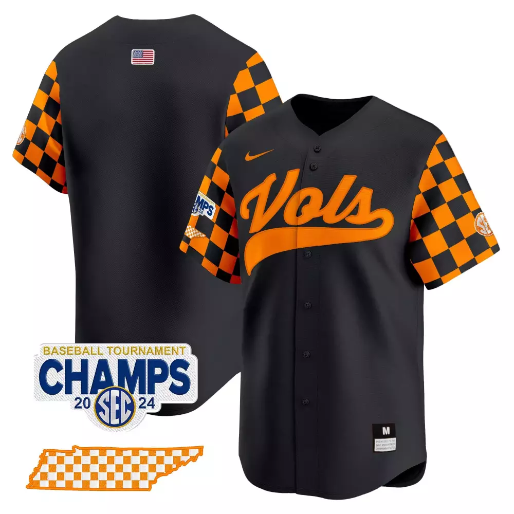 team black mens tennessee volunteers 2024 tournament champs world series vapor premier limited jersey all stitched