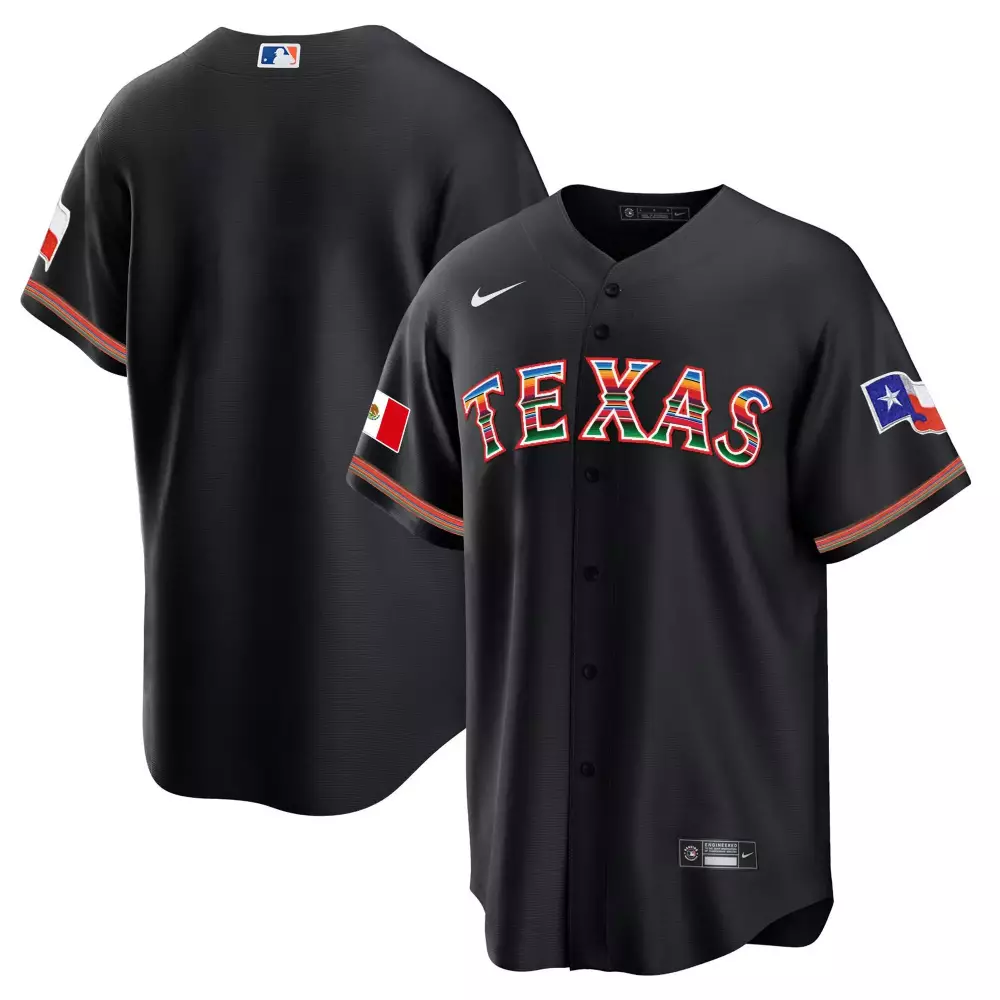 team black mens texas rangers mexican heritage night cool base jersey away all stitched