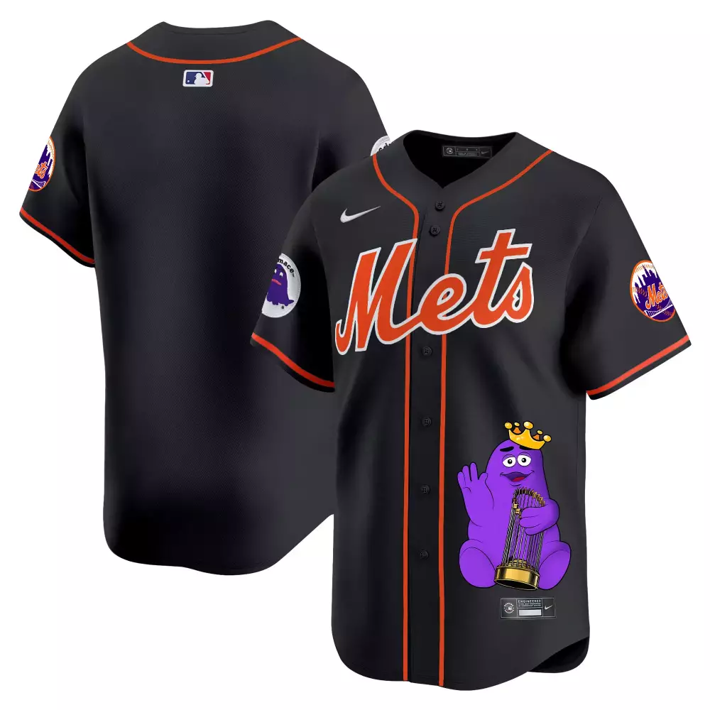 team black unisex new york mets grimace vapor premier limited jersey printed