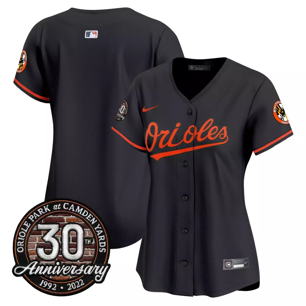 team black womens baltimore orioles camden yards 30th anniversary patch vapor premier limited jersey all stitched