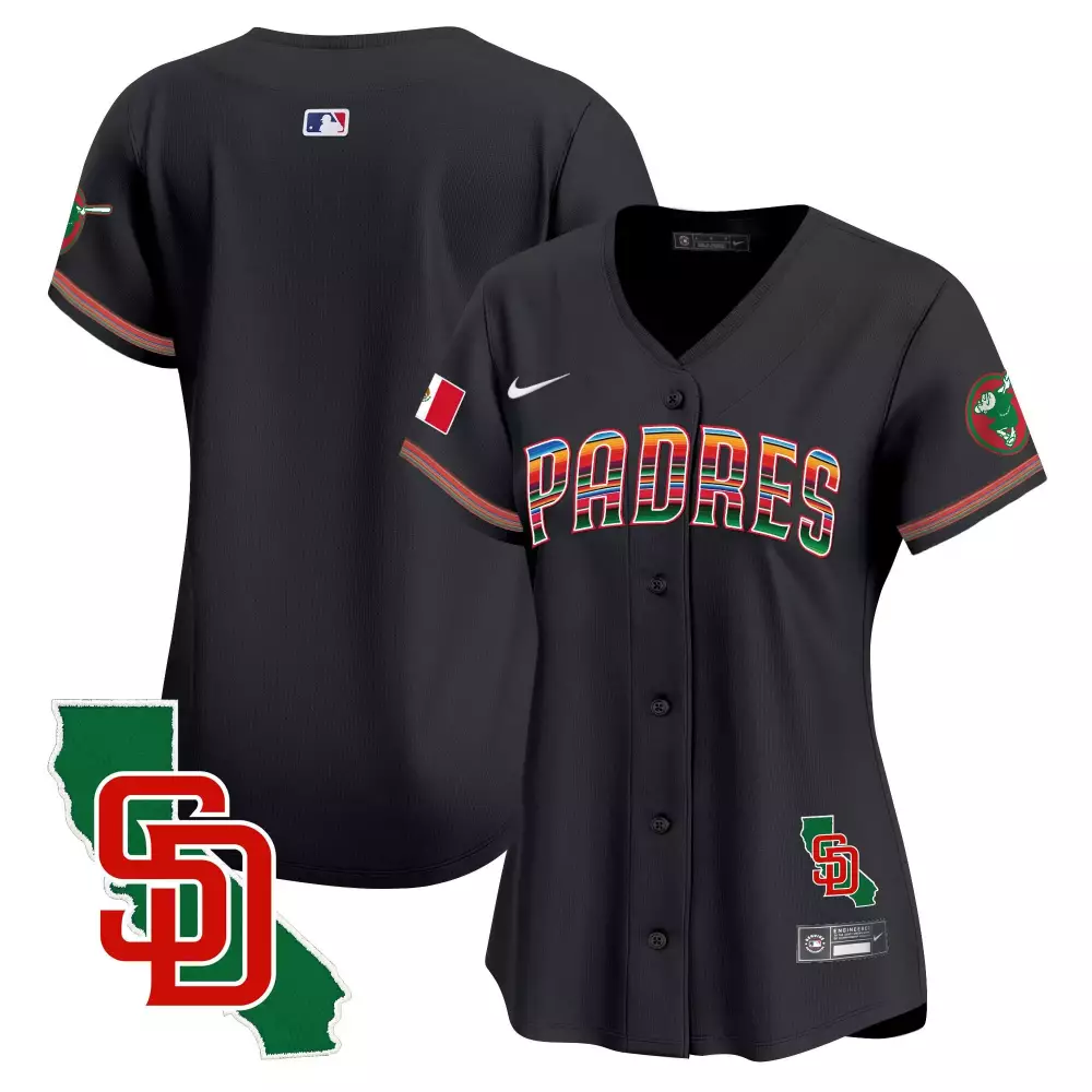 Mexico California Patch San Diego Padres Men's Black V6 Limited Edition Jersey | Stitched Vapor Premier Fan Gear | For Men, Women & Youth