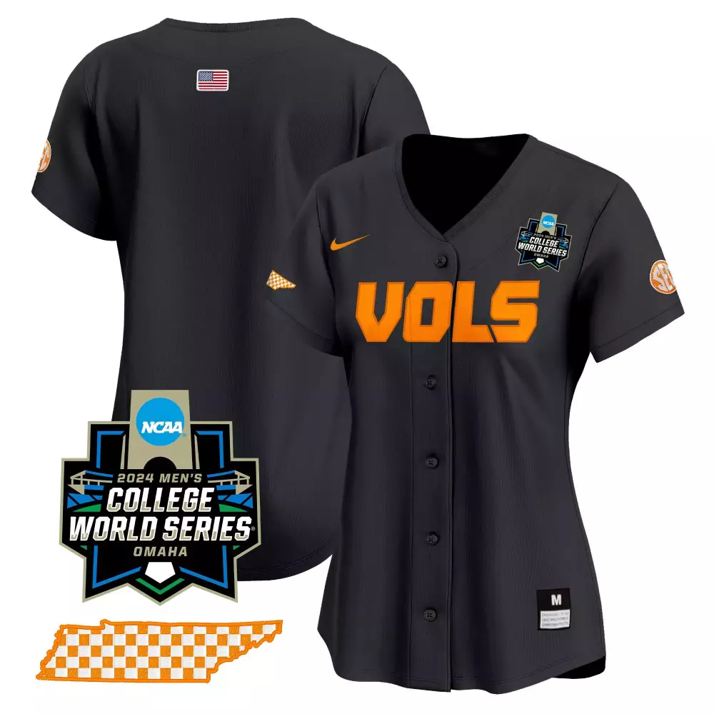 team black mens tennessee volunteers 2024 tournament champs world series vapor premier limited jersey all stitched