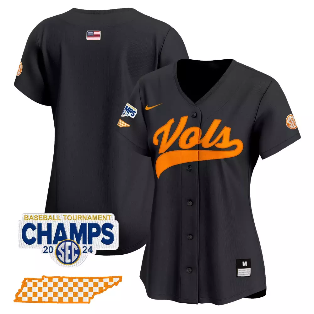 team black womens tennessee volunteers 2024 college world series vapor premier limited jersey v2 all stitched