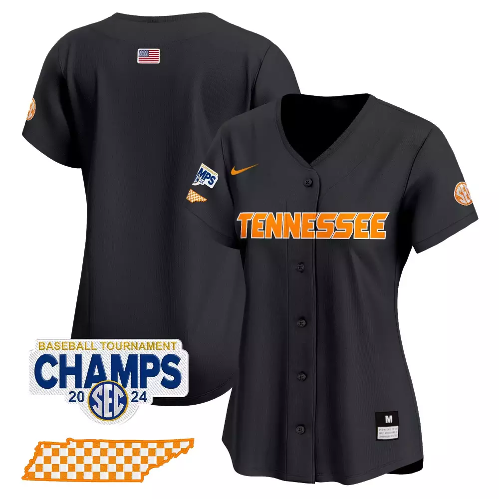 team black womens tennessee volunteers 2024 college world series vapor premier limited jersey v2 all stitched