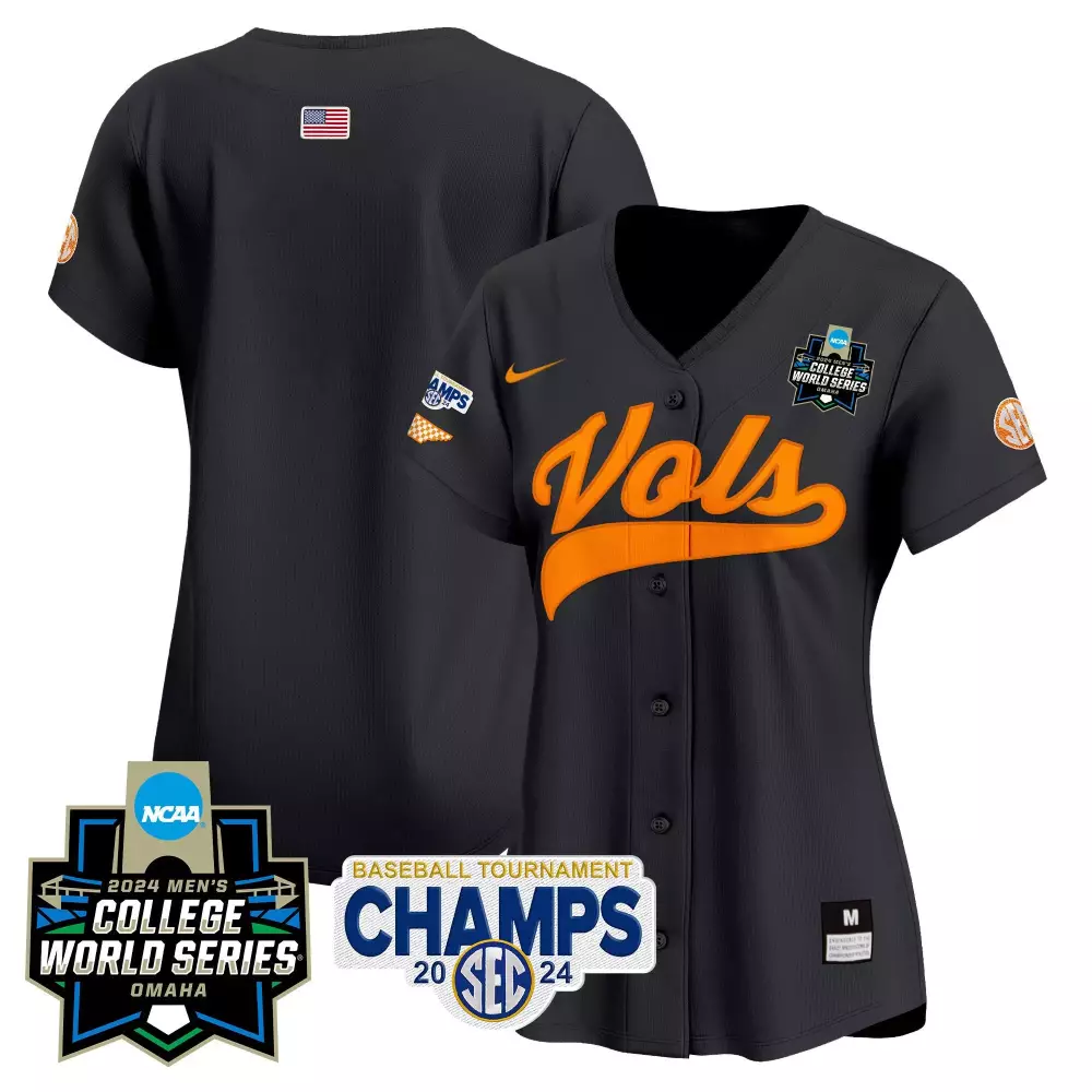 team black womens tennessee volunteers 2024 college world series vapor premier limited jersey v2 all stitched