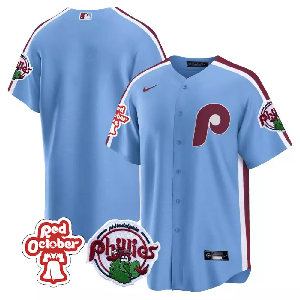 Team Blue Men’s Philadelphia Phillies Red October Patch Jersey | Fan Gear | For Men, Women & You