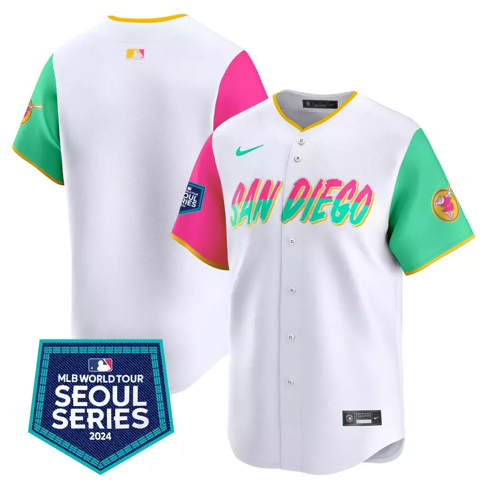 2024 San Diego Padres Men's City Connect World Tour Seoul Series Jersey | Stitched Vapor Premier Limited Edition | Fan Gear for Men, Women & Youth