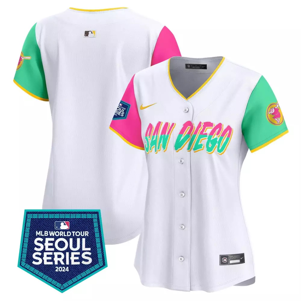 2024 San Diego Padres Women's City Connect World Tour Seoul Series Jersey | Stitched Vapor Premier Limited Edition | Fan Gear for Women & Youth