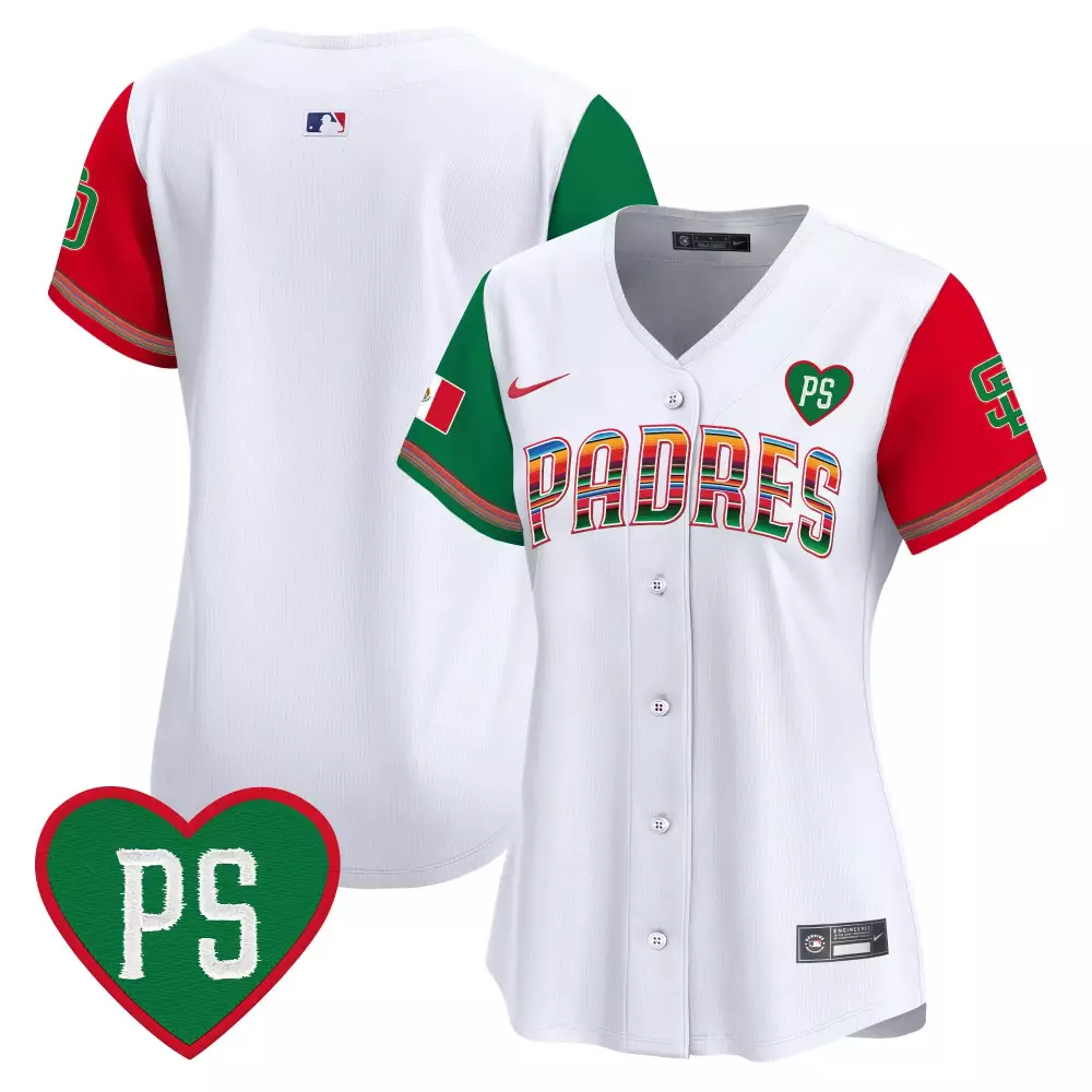 San Diego Padres Women's Mexico For Peter Patch Vapor Premier Limited Jersey | Team Color Sleeves | Stitched Fan Gear | For Men, Women & Youth