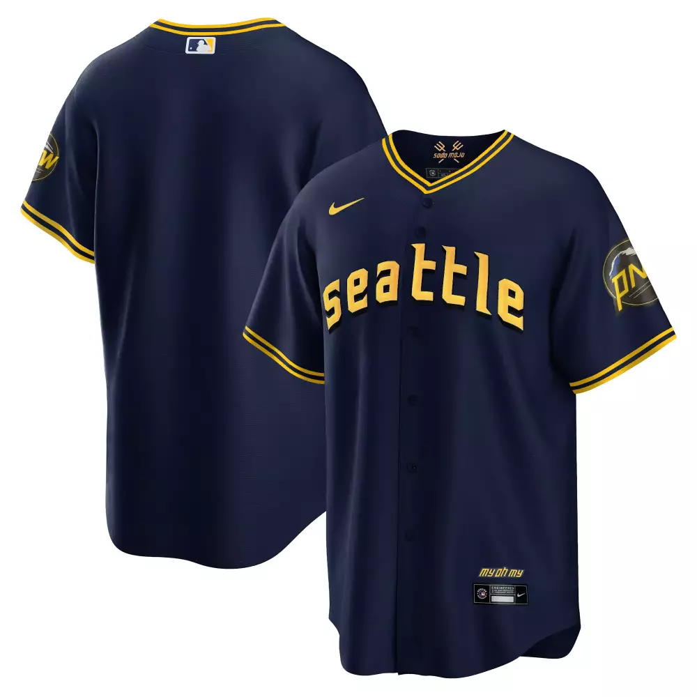 team cool black gold mens seattle mariners 2023 city connect gold jersey all stitched