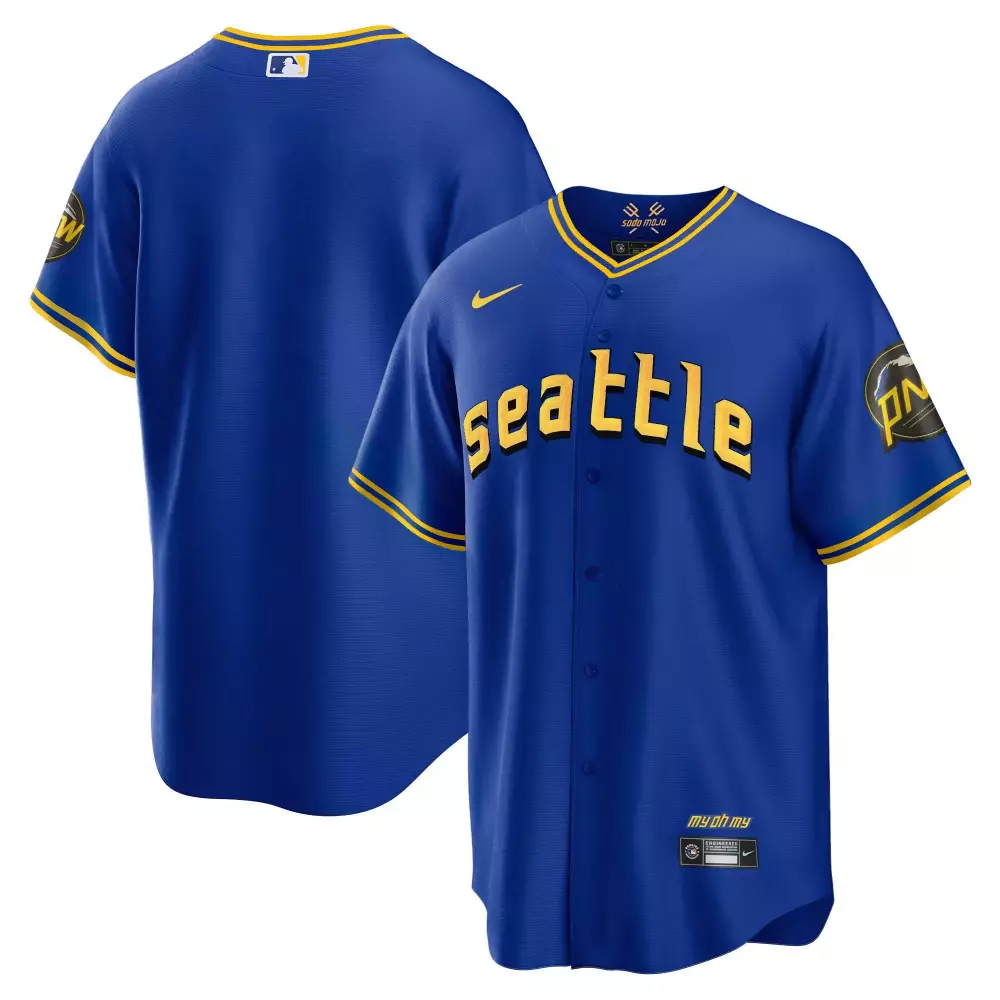 team cool royal mens seattle mariners 2023 city connect gold fan made jersey all stitched