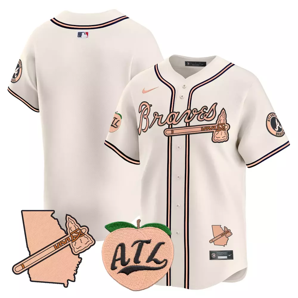 Team Cream Men's Atlanta Braves Peaches N Cream Jersey | All Stitched | Fan Gear for Men