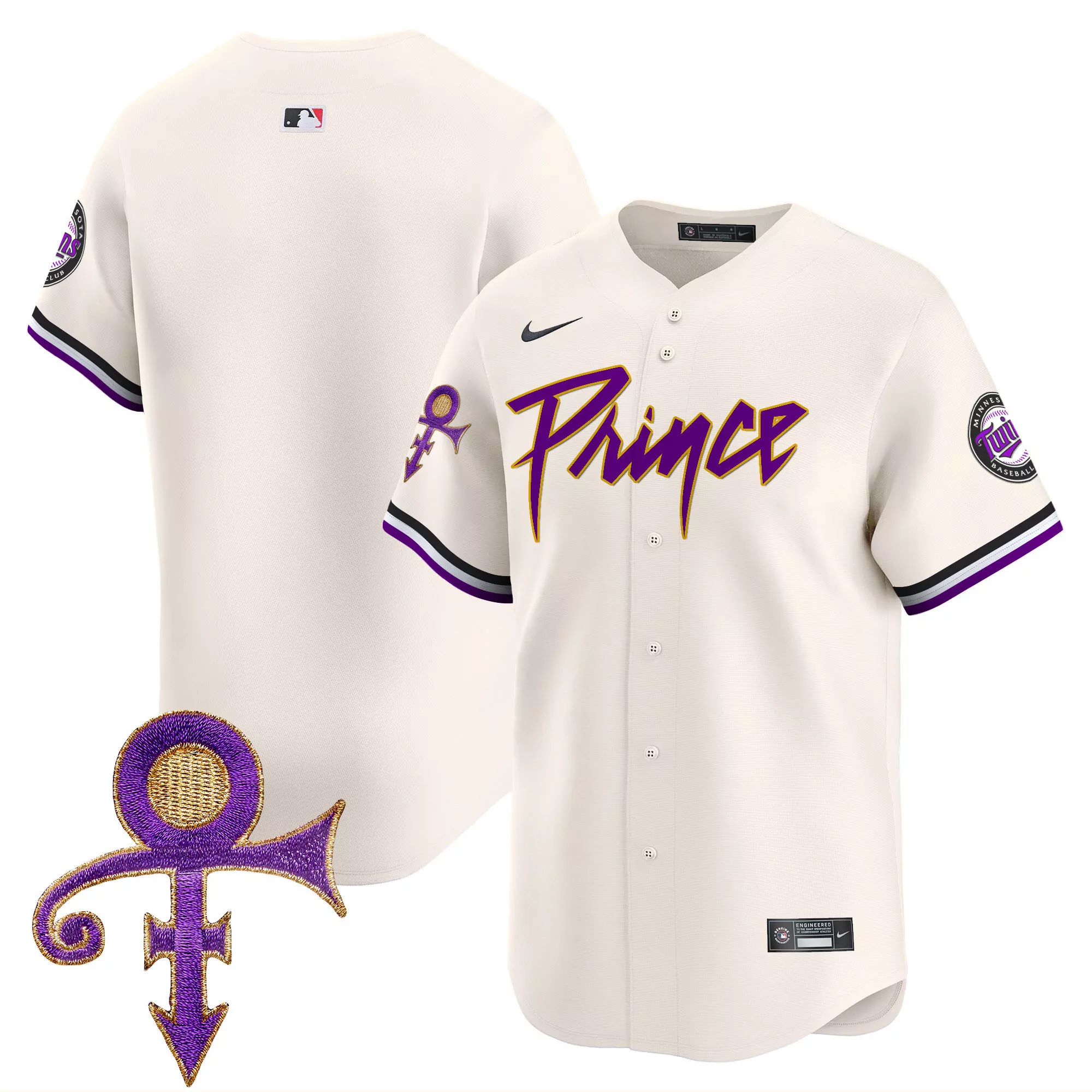 team cream mens minnesota twins prince patch vapor premier limited jersey v4 all stitched