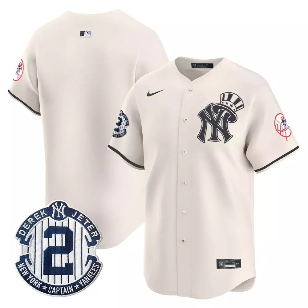 team cream mens new york yankees derek jeter patch vapor premier limited jersey v2 all stitched