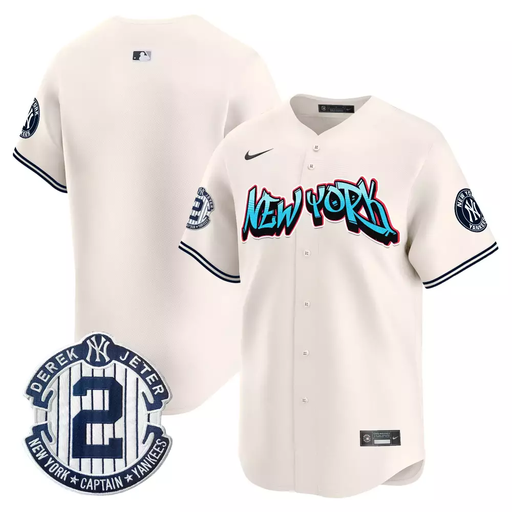 team cream mens new york yankees derek jeter patch vapor premier limited jersey v2 all stitched