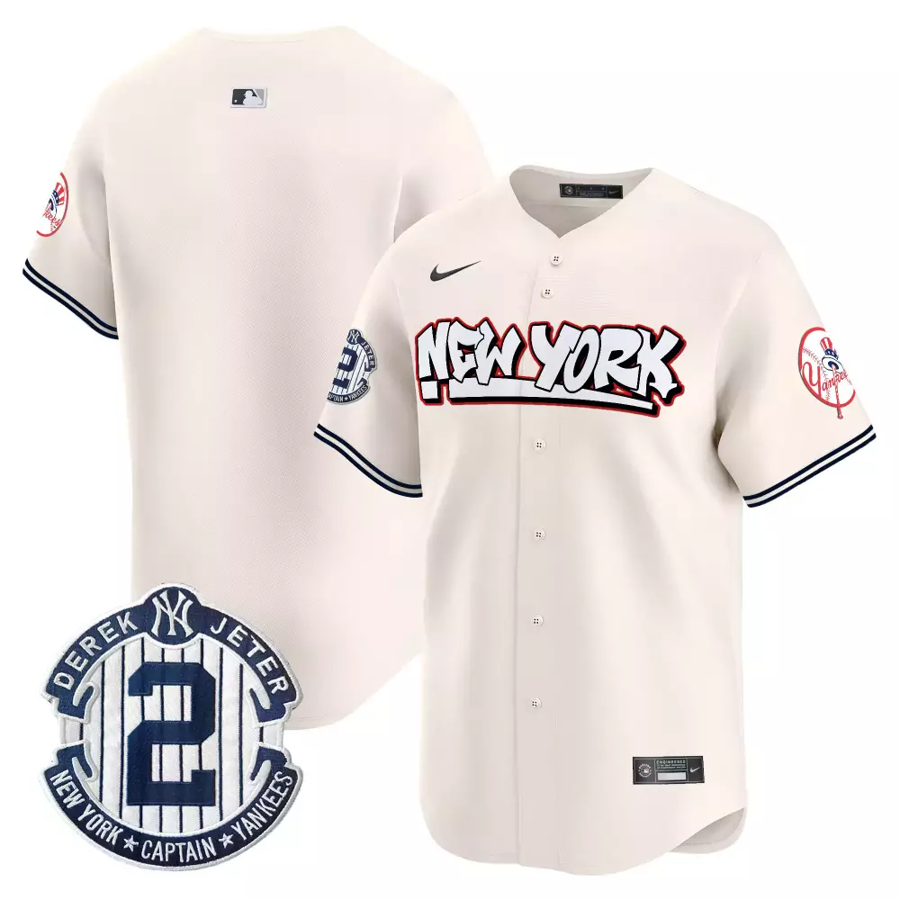 team cream mens new york yankees derek jeter patch vapor premier limited jersey v2 all stitched